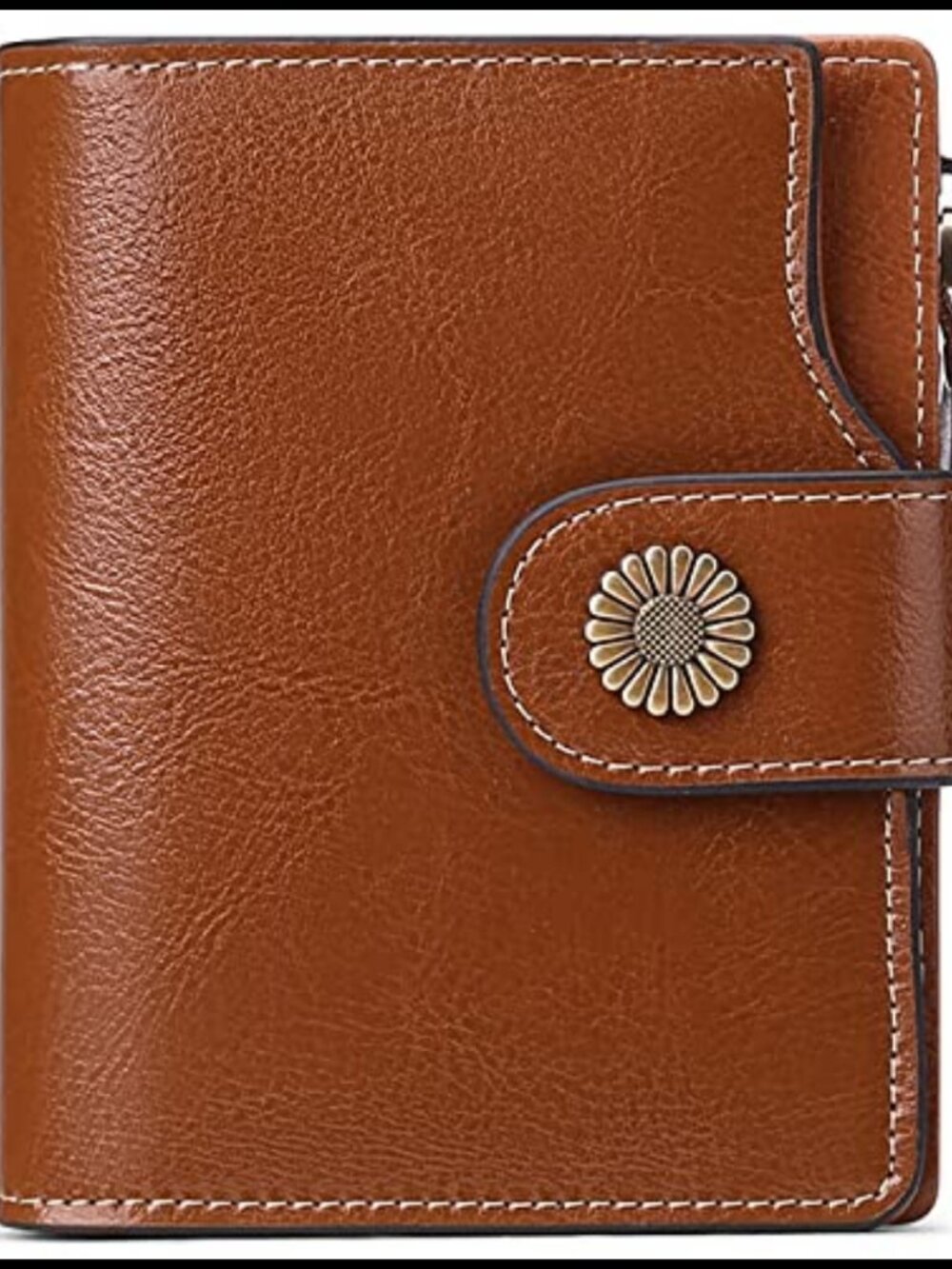 Genuine Leather Small Wallet for Women RFID Blocking Compact Bi-Fold
